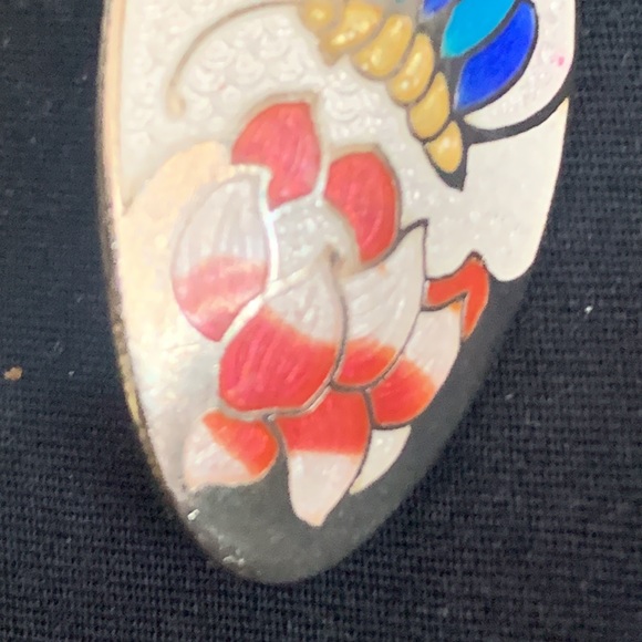 Cloisonné Enamel Oval Butterfly Earrings Pierced - Picture 7 of 7